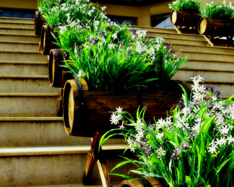 garden container materials dreams pd barrels on stairway